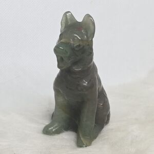 🐕 Green Aventurine German Shepherd Carving – Crystal Dog Figurine – Lucky Stone